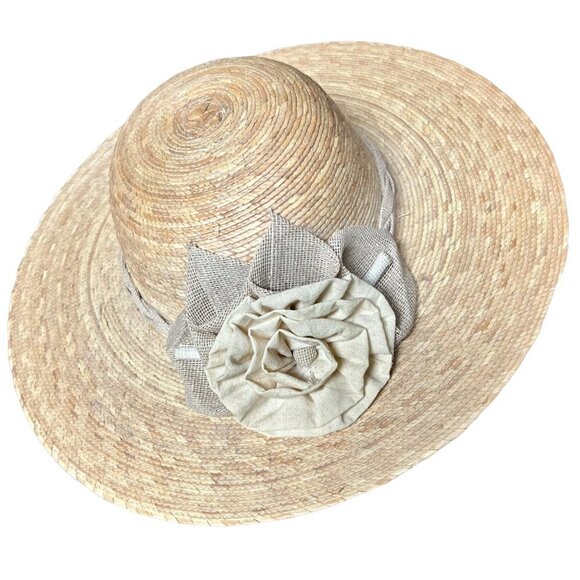 Vintage Accessories - Straw Hat With Natural Flowers S/M